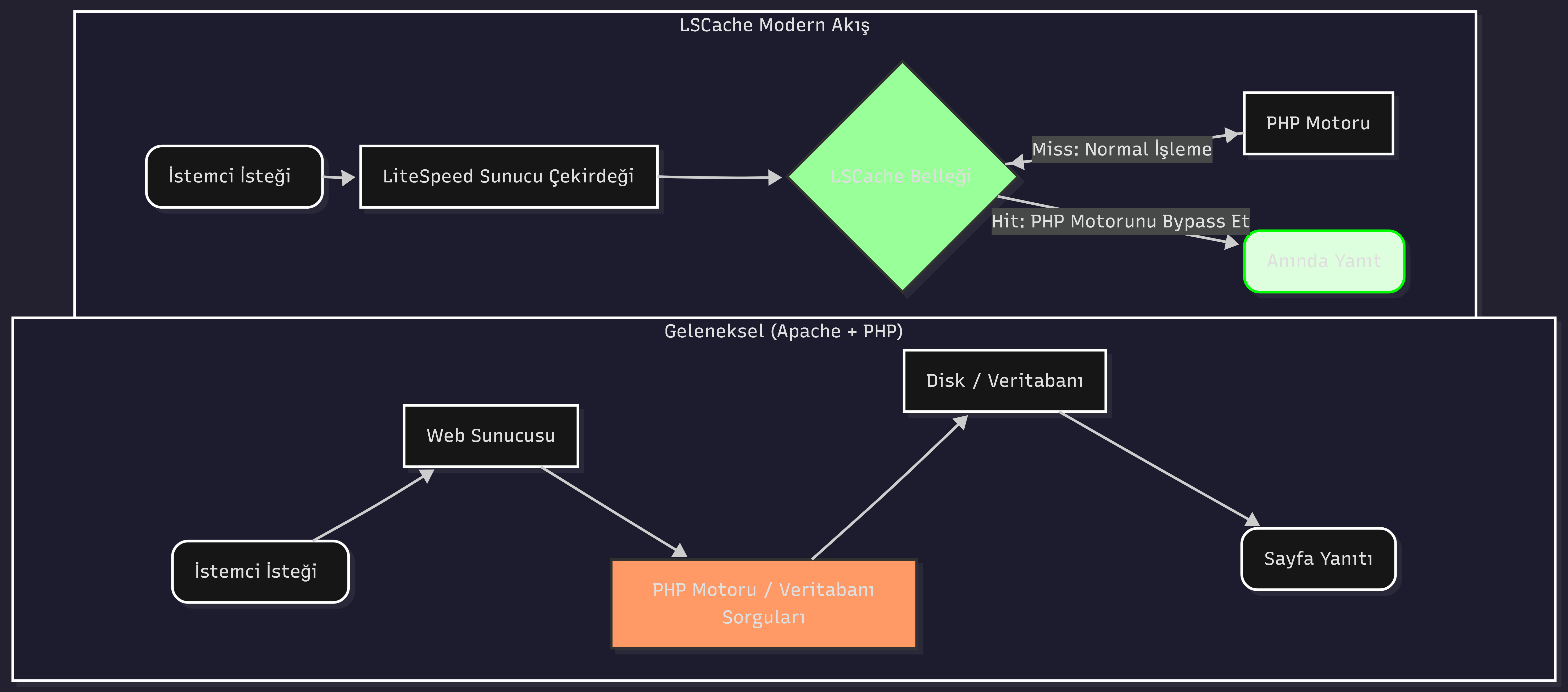 LiteSpeed Cache (LSCache) modülünün PHP motorunu bypass ederek doğrudan sunucu çekirdeğinden sayfayı yanıtlaması